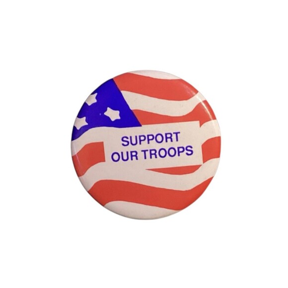 Support Our Troops Patriotic Pin - American Flag Military Appreciation - Picture 1 of 3